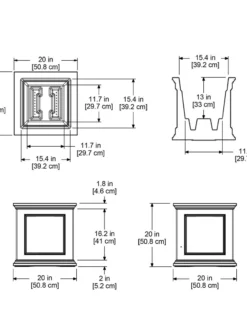Fairfield Self-Watering Square Planter, 20” X 20” -PlantJoy Store 39618 16V tif