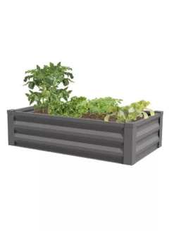 Powder-Coated Metal Raised Garden Bed, 24" X 48" -PlantJoy Store 8599393 03 powder coated metal raised garden bed 24x50 gray