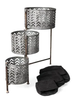 Galvanized Grow Bag Triple Planters With Stand 8 Galvanized Grow Bag Triple Planters With Stand -PlantJoy Store 8609180 4817 tif
