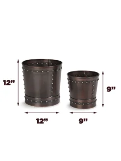 Riveted Planters, Set Of 2 -PlantJoy Store 8610032 03v