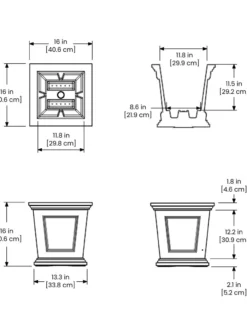 Fairfield Self-Watering Square Planter, 16” X 16” -PlantJoy Store 8611695 19V tif