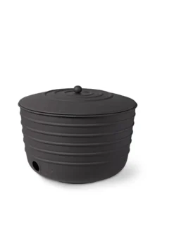 Matte Black Ribbed Hose Pot With Lid -PlantJoy Store 8611991 5867 tif