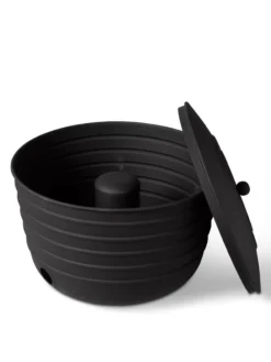 Matte Black Ribbed Hose Pot With Lid -PlantJoy Store 8611991 5868 tif