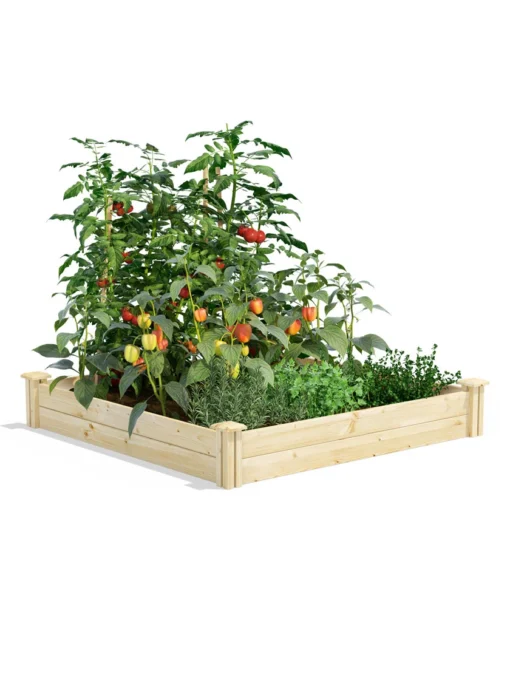 Pine Raised Garden Beds, 4'x4' 4 Pine Raised Garden Beds, 4'x4' -PlantJoy Store 8612249 02v pine raised garden bed 4x4 feet