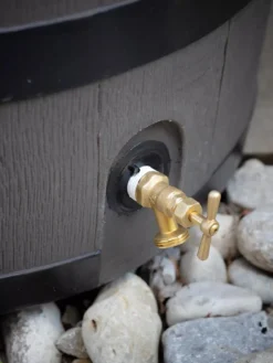 Round Rain Barrel With Planter, 35 Gallons -PlantJoy Store 8612856BK 10V tif