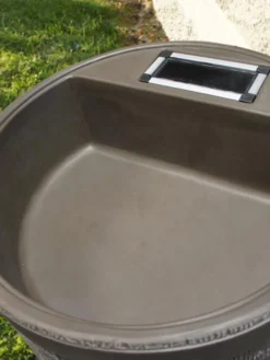 Round Rain Barrel With Planter, 35 Gallons -PlantJoy Store 8612856WALNT 02V tif