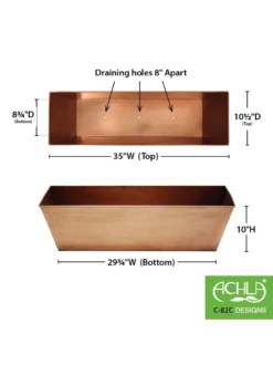 Achla Designs Plain Copper Plated Flower Box, Large -PlantJoy Store 8612915 03v